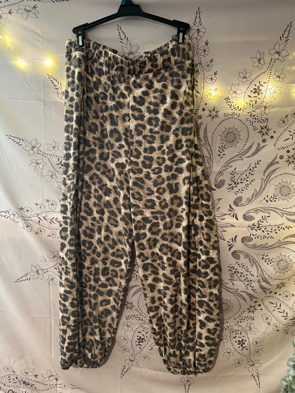 Zenana Outfitters Leopard Print Track Joggers in Brown & Black